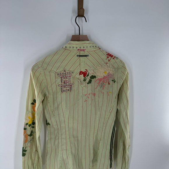 Johnny Was 3J Workshop Embroidered Button Down Long Sleeve Blouse Size Small Y2K - Picture 4 of 10